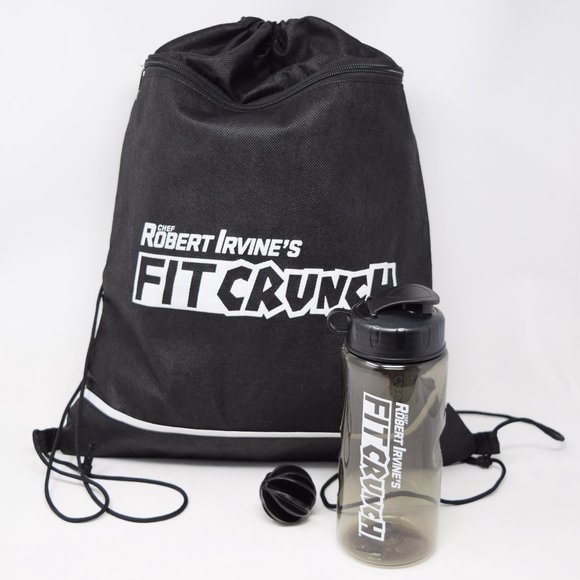 Robert Irvine Fit Crunch Cinch Sack Backpack Sports Shake Bottle Mixing Ball New - Picture 2 of 13
